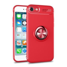   iPhone 7 8 Tok Magnetic Finger Műanyag Mágneses Kitámasztható Autós előkészítéssel Piros