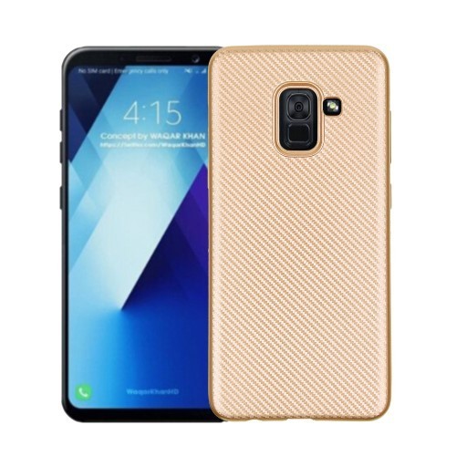 Samsung Galaxy A8 (2018) Szilikon Tok Karbon Mintázattal Arany