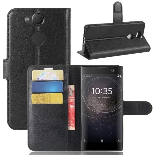 Sony Xperia XA2 Notesz Tok Business Series Bankkártyatartóval Fekete