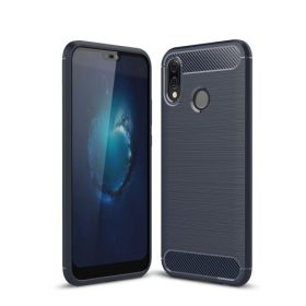   Huawei P20 Lite Tok Szilikon Szálcsiszolt Mintázattal Ütésállókivitel Sötétkék