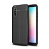 Huawei P20 Szilikon Tok Bőrmintázattal Fekete