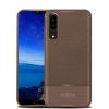 Huawei P20 Tok Szilikon Bőr-Szálcsiszolt Mintázattal Barna