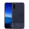 Huawei P20 Tok Szilikon Bőr-Szálcsiszolt Mintázattal Sötétkék