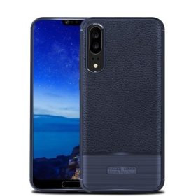   Huawei P20 Tok Szilikon Bőr-Szálcsiszolt Mintázattal Sötétkék