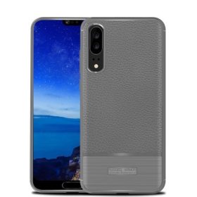   Huawei P20 Tok Szilikon Bőr-Szálcsiszolt Mintázattal Szürke