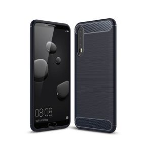   Huawei P20 Pro Tok Szilikon Ütésállókivitel Szálcsiszolt Mintázattal Sötétkék