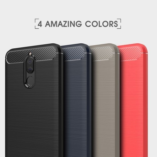 Huawei Mate 10 Lite Szilikon Szálcsiszolt Mintázattal Ütésállókivitel Szürke