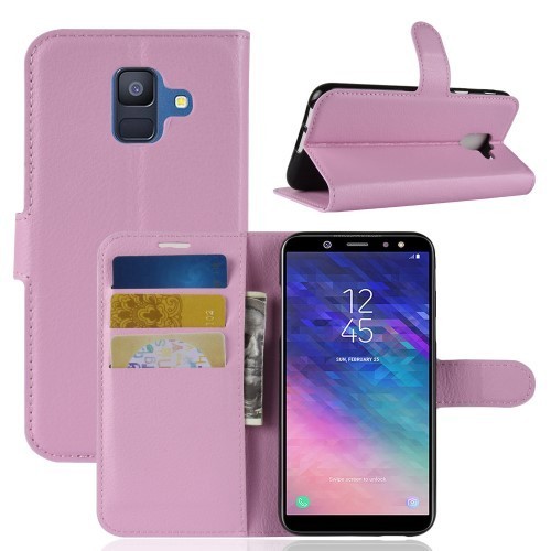 Samsung Galaxy A6 (2018) Notesz Tok Business Series Kitámasztható Bankkártyatartóval Rózsaszín