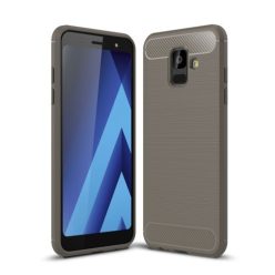   Samsung Galaxy A6 (2018) Szilikon Tok Ütésállókivitel Karbon Mintázattal Szürke