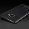 Samsung Galaxy A6 (2018) Szilikon Tok Prémium Szálcsiszolt-Bőrmintázattal Fekete