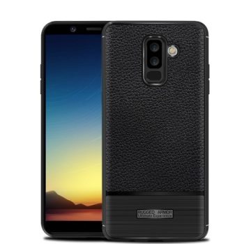 Samsung Galaxy A6+ (2018) Szilikon Tok Prémium Szálcsiszolt-Bőrmintázattal Fekete   Samsung Galaxy A6+ (2018) Szilikon Tok Prémium Szálcsiszolt-Bőrmintázattal Fekete
