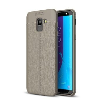 Samsung Galaxy J6 (2018) Szilikon Tok Bőrmintázattal TPU Prémium Szürke   Samsung Galaxy J6 (2018) Szilikon Tok Bőrmintázattal TPU Prémium Szürke