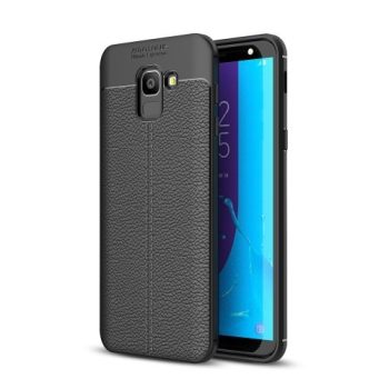 Samsung Galaxy J6 (2018) Szilikon Tok Bőrmintázattal TPU Prémium Fekete   Samsung Galaxy J6 (2018) Szilikon Tok Bőrmintázattal TPU Prémium Fekete