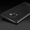 Samsung Galaxy J6 (2018) Szilikon Tok Prémium Szálcsiszolt-Bőrmintázattal Fekete
