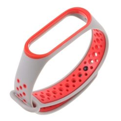   Xiaomi Mi Band 3 Óraszíj - Pótszíj TwoTone Style Szürke/Piros