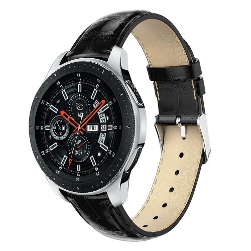 Samsung Galaxy Watch 46mm Pótszíj - Óraszíj Krokodil Bőrmintás Fekete