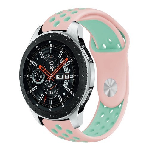 Samsung Galaxy Watch 46mm Óraszíj - Pótszíj Szilikon Hollow Style Lyukacsos Rózsaszín/Cián