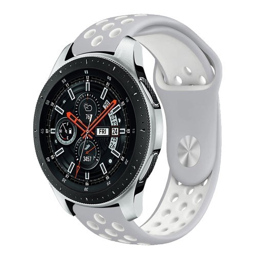 Samsung Galaxy Watch 46mm Óraszíj - Pótszíj Szilikon Hollow Style Lyukacsos Szürke/Fehér