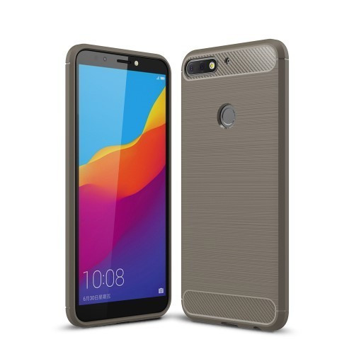 Huawei Y7 Prime (2018) / Honor 7C Szilikon Tok Ütésállókivitel Karbon Mintázattal Szürke