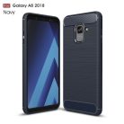 Samsung Galaxy A8 (2018) Szilikon Tok Ütésállókivitel Karbon Mintázattal Sötétkék