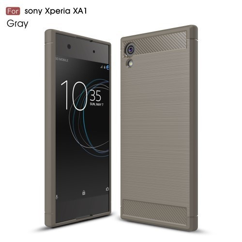 Sony Xperia XA1 Szilikon Tok Ütésállókivitel Karbon Mintázattal Szürke