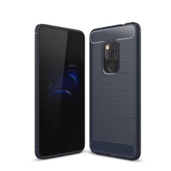   Huawei Mate 20 Tok Szilikon Ütésállókivitel Karbon Mintázattal Sötétkék