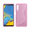 Samsung Galaxy A7 (2018) TPU Szilikon Tok S-Line Design Karbon Mintázattal Rózsaszín