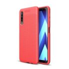 Samsung Galaxy A7 (2018) Szilikon Tok Bőrmintázattal TPU Prémium Piros