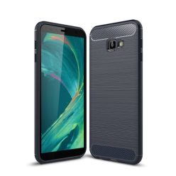   Samsung Galaxy J4+ / J4 Plus Szilikon Tok Ütésállókivitel Karbon Mintázattal Sötétkék