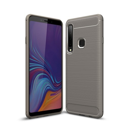 Samsung Galaxy A9 (2018) Szilikon Tok Ütésállókivitel Karbon Mintázattal Szürke