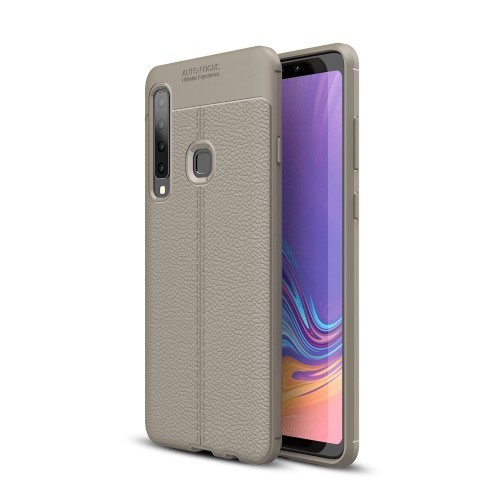 Samsung Galaxy A9 (2018) Szilikon Tok Bőrmintázattal TPU Prémium Szürke
