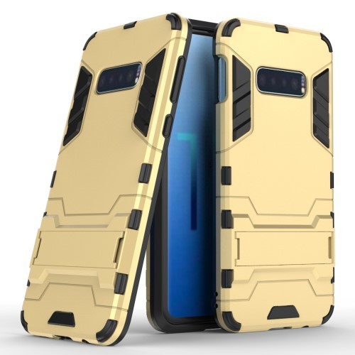 Samsung Galaxy S10e 2in1 Tok Ütésálló - Kitámasztható TPU Hybrid Arany