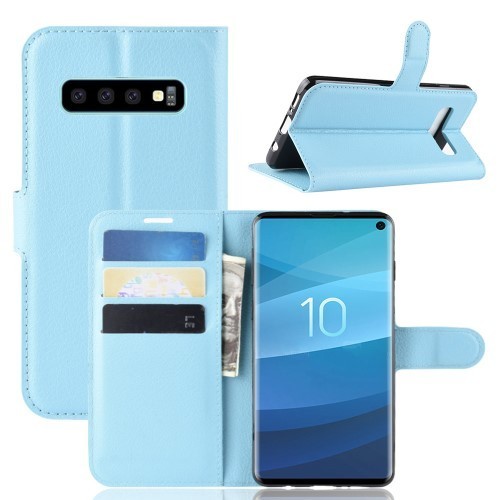 Samsung Galaxy S10 Notesz Tok Business Series Kitámasztható Bankkártyatartóval Világoskék