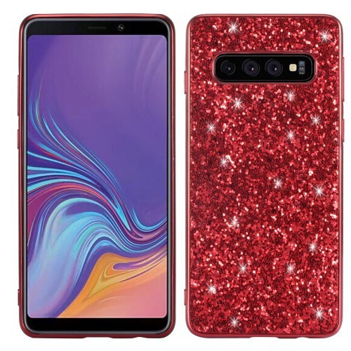 Samsung Galaxy S10  TPU Csillámló Szilikon Tok Glitteres Fényes Piros