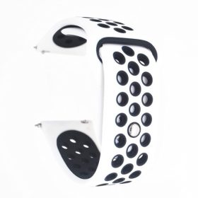   Samsung Galaxy Watch Active Óraszíj - Pótszíj SM-R500 Szilikon Hollow Style Lyukacsos Fehér/Fekete