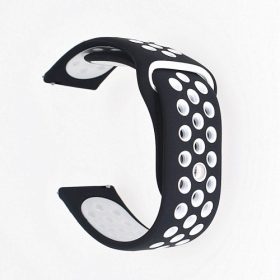   Samsung Galaxy Watch Active Óraszíj - Pótszíj SM-R500 Szilikon Hollow Style Lyukacsos Fekete/Fehér