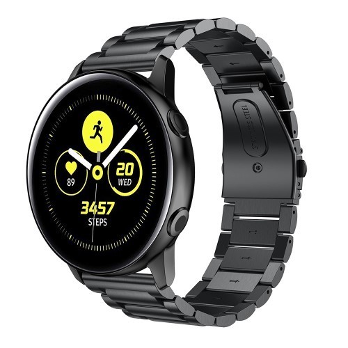 Samsung Galaxy Watch Active Pótszíj Óraszíj SM-R500 Fémszíj - Fekete