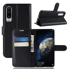   Huawei P30 Notesz Tok Business Series Kitámasztható Bankkártyatartóval Fekete