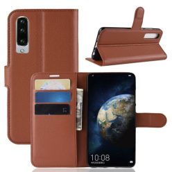   Huawei P30 Notesz Tok Business Series Kitámasztható Bankkártyatartóval Barna