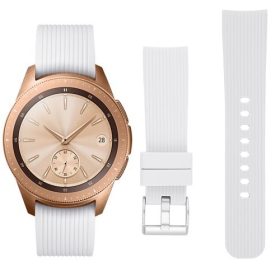   Samsung Galaxy Watch 42mm Óraszíj - Pótszíj Szilikon Stripe Texture Style RMPACK Fehér