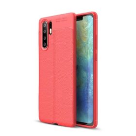   Huawei P30 Pro Szilikon Tok Bőrmintázattal TPU Prémium Piros