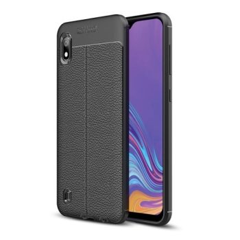 Samsung Galaxy A10 Szilikon Tok Bőrmintázattal TPU Prémium Fekete   Samsung Galaxy A10 Szilikon Tok Bőrmintázattal TPU Prémium Fekete