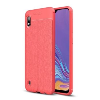 Samsung Galaxy A10 Szilikon Tok Bőrmintázattal TPU Prémium Piros   Samsung Galaxy A10 Szilikon Tok Bőrmintázattal TPU Prémium Piros
