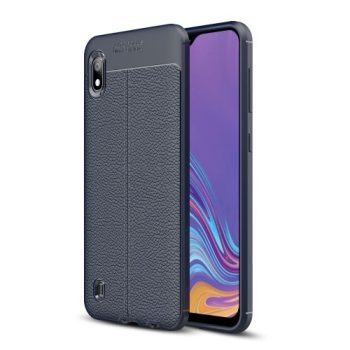 Samsung Galaxy A10 Szilikon Tok Bőrmintázattal TPU Prémium Sötétkék   Samsung Galaxy A10 Szilikon Tok Bőrmintázattal TPU Prémium Sötétkék