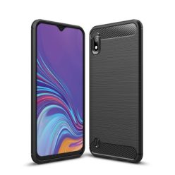   Samsung Galaxy A10 Szilikon Tok Ütésállókivitel Karbon Mintázattal Fekete