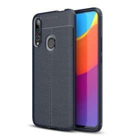   Huawei P Smart Z Szilikon Tok Bőrmintázattal TPU Prémium Sötétkék