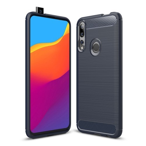 Huawei P Smart Z Szilikon Tok Ütésállókivitel Karbon Mintázattal Sötétkék