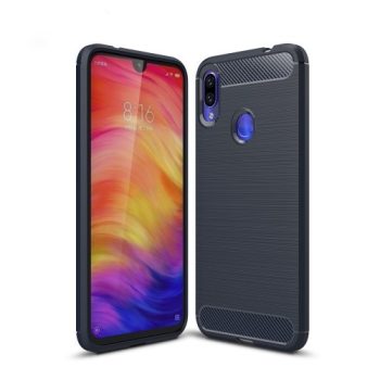 Xiaomi Redmi Note 7 Szilikon Tok Ütésállókivitel Karbon Mintázattal Sötétkék   Xiaomi Redmi Note 7 Szilikon Tok Ütésállókivitel Karbon Mintázattal Sötétkék