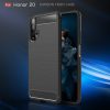 Huawei Honor 20 Szilikon Tok Ütésállókivitel Karbon Mintázattal Fekete