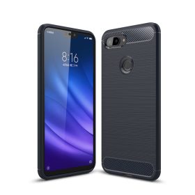   Xiaomi Mi 8 Lite / Mi 8 Youth Szilikon Tok Ütésállókivitel Karbon Mintázattal Sötétkék